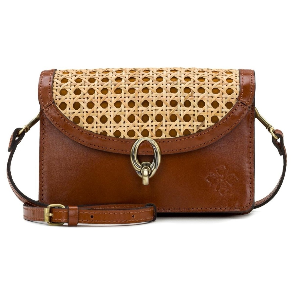 Patricia Nash Bella Leather Crossbody Bag Purse - Tan/Wicker